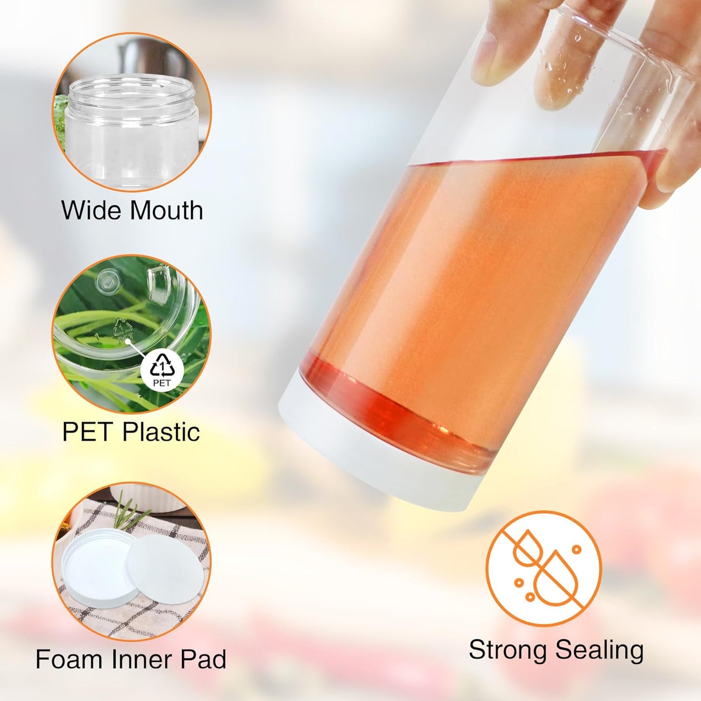 24 Pcs Plastic Jars, 16 OZ Plastic Jars with White Lids Clear Airtight Slime Containers Refillable Round Empty Storage Containers Jar for Kitchen & Household Dry Food Storage