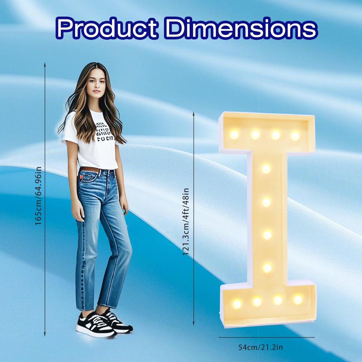 4FT Marquee Plastic Letters I - Light up Letters I Are Made from Corrugated Plastic Board - Quick Assembly Without Tools, Disassembled Components Can Be Used for Garage Sale Signs, Yard Sale Signs