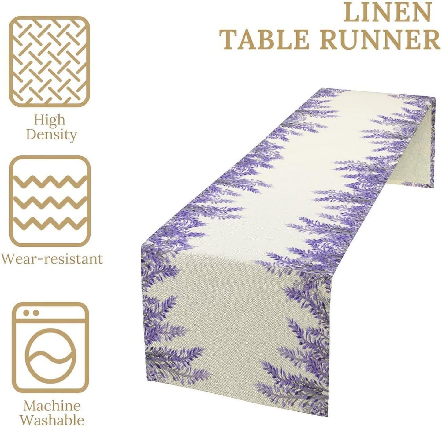 Purple Lavender Table Runner Vintage Watercolor Modern Kitchen Restaurant Decoration Suitable for Indoor and Outdoor Wedding Party Banquet Table Runner 13x120 Inch
