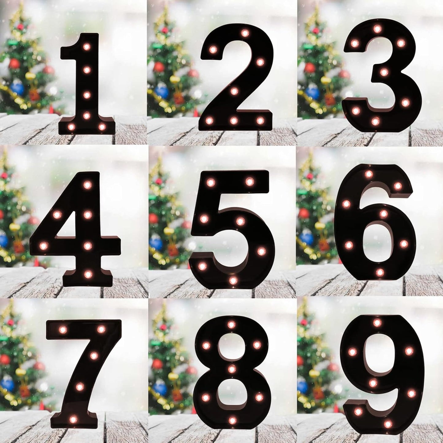 Light Up Black Alphabet Marquee Number Sign LED Marquee Number Lights Sign for Night Light Home Bar Christmas Lamp Birthday Party Wedding Decoration 2