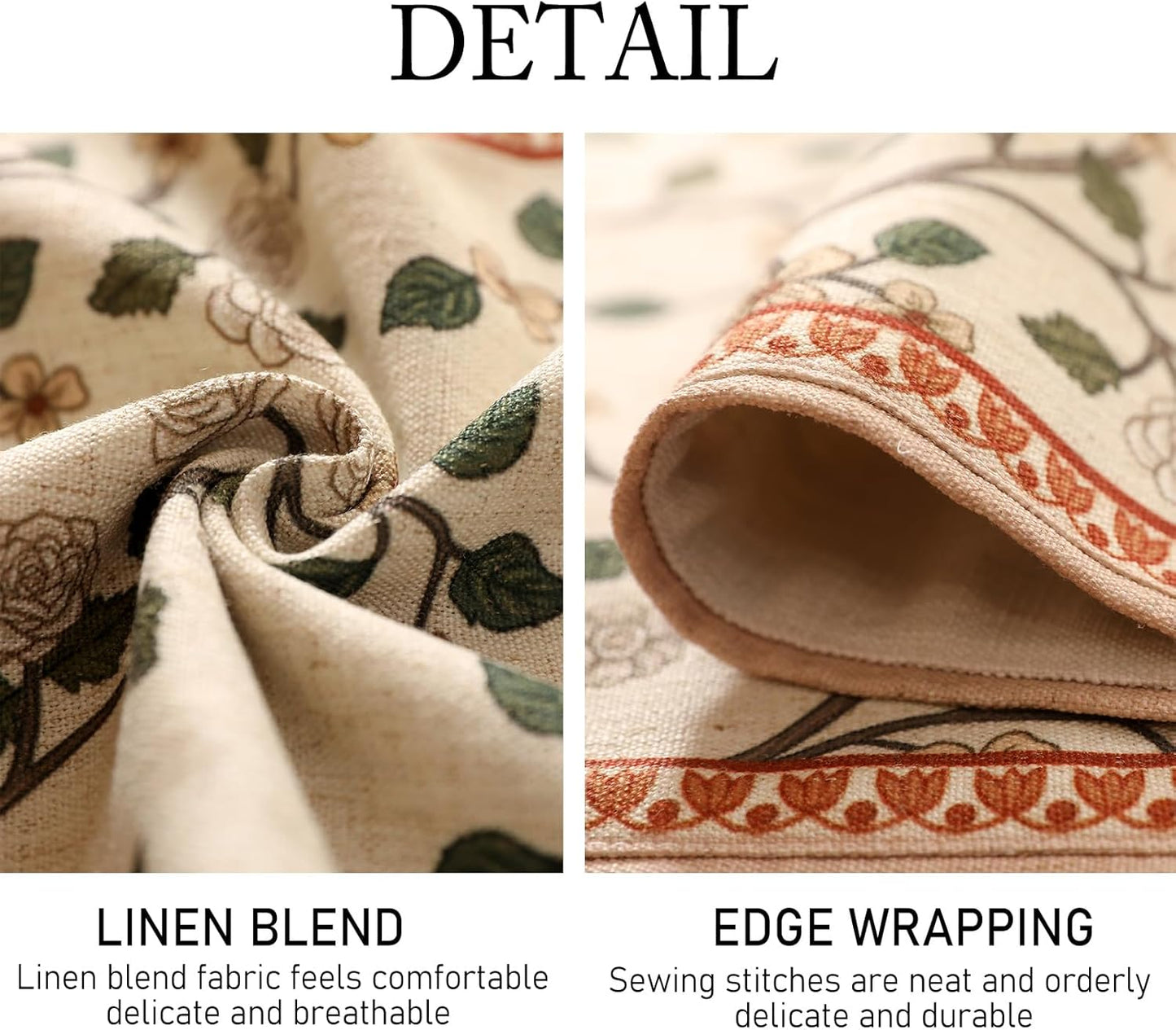 ISAENNE Designer Elegant Linen Floral Table Runner 87 Inches Long,Farmhouse Light Beige Durable Decor Table Runners for Dining Tables,Thanksgiving,Kitchen Tables,Christmas,12"*87"-Flora A