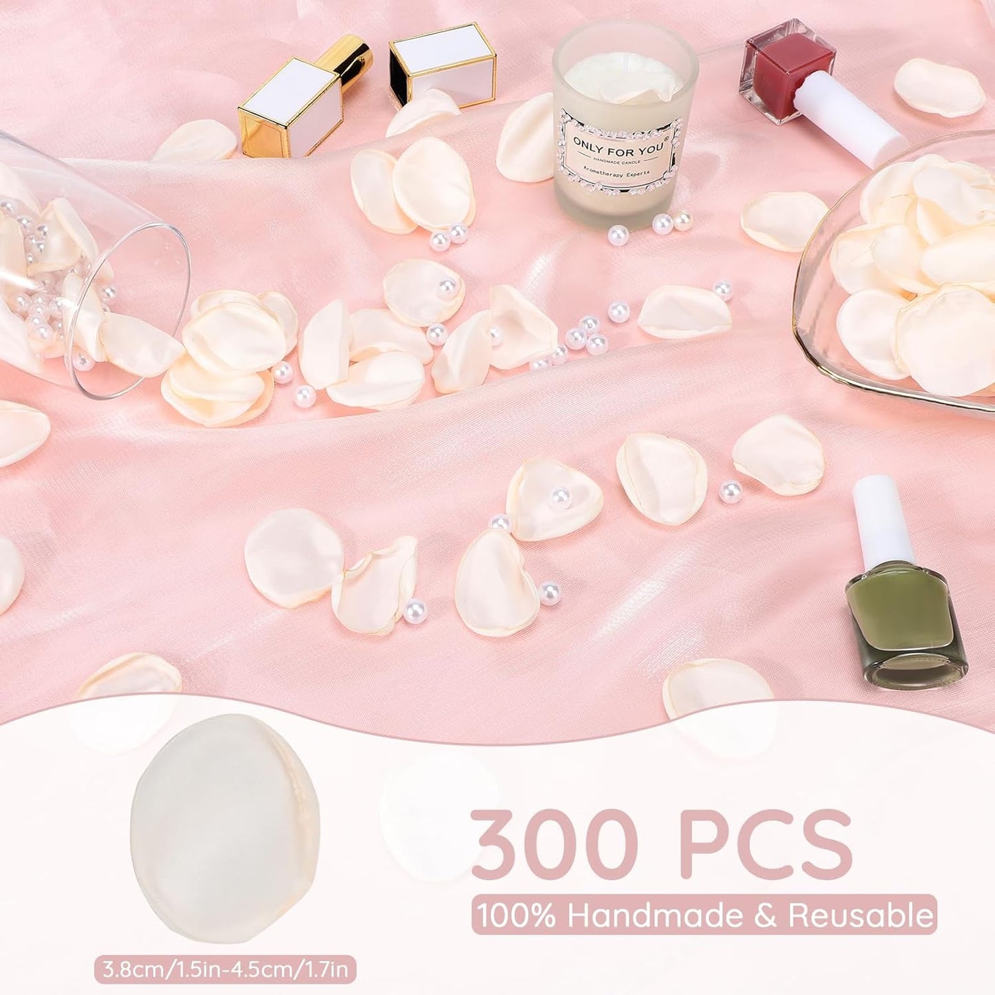 SUREAM Flower Petals for Wedding, 300 Pcs Fake Rose Pedals for Wedding Centerpiece Table Decorations, Flower Girl Basket, Romantic Night, Aisle Decorations for Wedding Ceremony(Ivory)