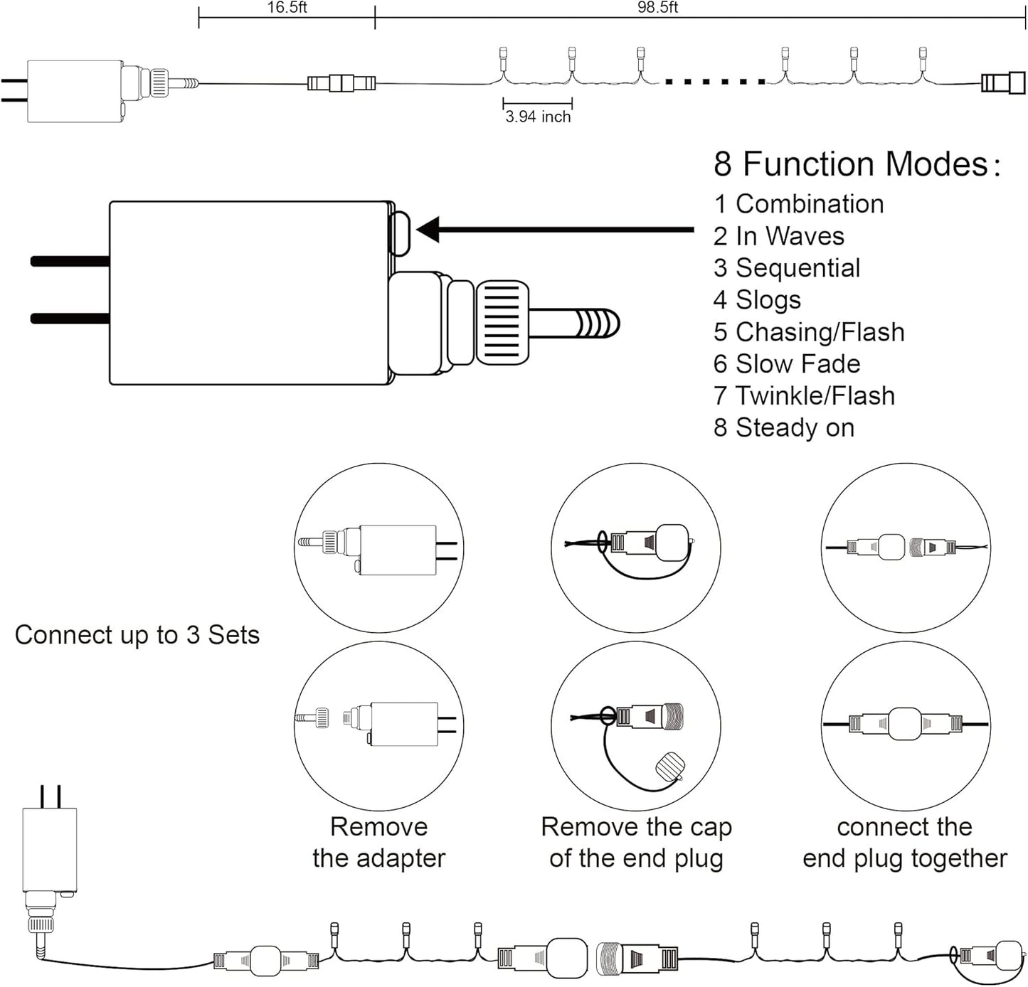 LJLNION 300 LED Christmas Lights, Extra Long 98.5FT Valentines String Lights Outdoor Indoor, 8 Lighting Modes, Plug in Waterproof Fairy Lights for Wedding Party Bedroom Decorations (Red)
