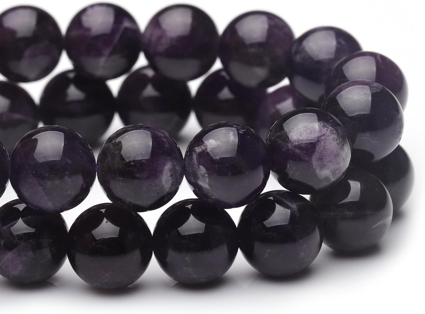 10mm Natural Crystal Beads for Jewelry Making,Amethyst Polished Smooth Round Gemstone Beads for Bracelet Necklace 15 Inch