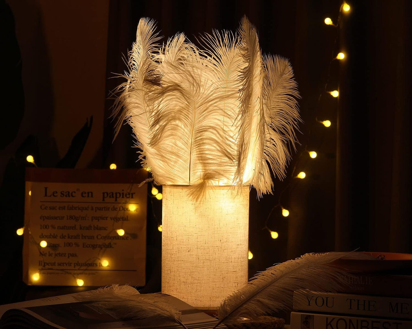 YAKRUNA 30PCS White Ostrich Feathers for Centerpieces for Wedding Birthday Gatsby Party, 12-14 Inches Bulk Decorative Plumes for Vase & Table & Christmas Tree Decor (30-35cm, White)