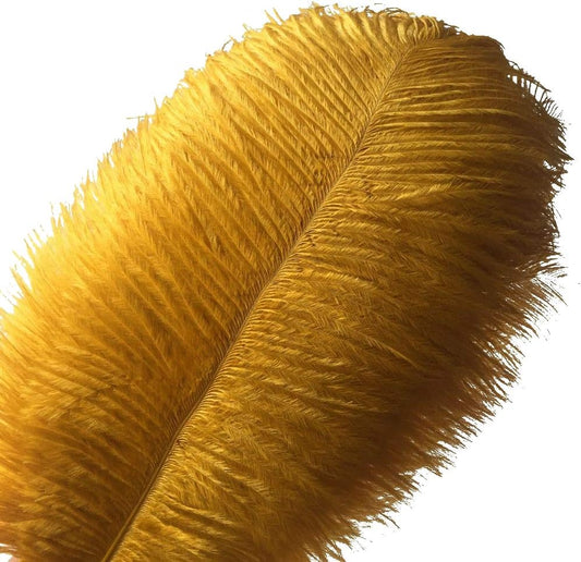 Sowder 8-10inch(20-25cm) Ostrich Feathers Plume for Wedding Centerpieces Home Decoration Pack of 10pcs(Golden)