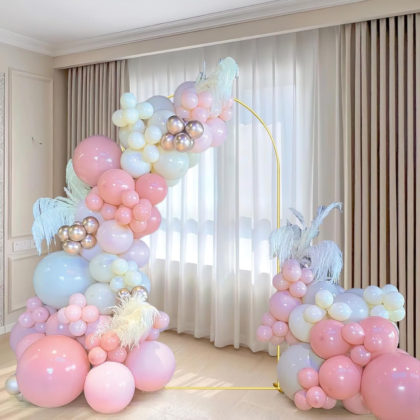 Wedding Arch Backdrop Stand 7.2FT Gold Wedding Balloon Arched Backdrop Stand Square Arch Frame for Birthday Party Bridal Baby Shower Ceremony Decoration