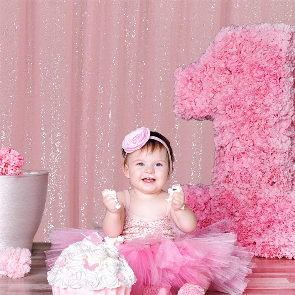 Eternal Beauty Pink Sequin Backdrop, 6x8 Ft Glitter Background Curtains for Shimmer Photography Party Wedding Birthday Back Drop Decor
