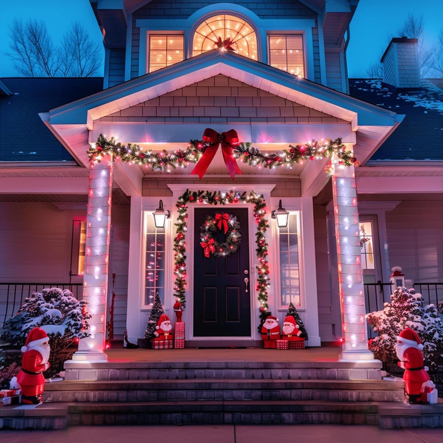 JMEXSUSS Red and White Christmas Tree Lights with Remote, 600 LED String Lights Outdoor Indoor Clear Wire, 168ft Christmas Twinkle Lights Plug in for Bedroom Tree Birthday Party Christmas Decorations