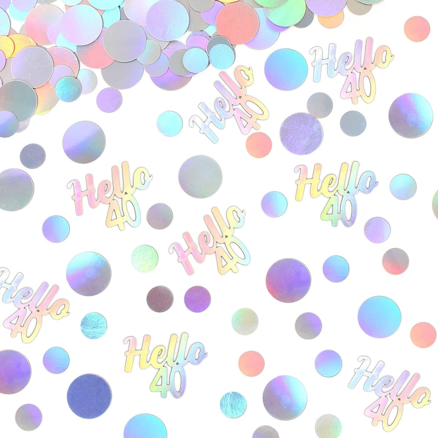 40th Birthday Confetti for Table Iridescent Birthday Party Decorations for Her Circle Dots Hello 40 Women Forty Years Old Birthday Table Scatters Decor Anniversary Party Supplies 300PC