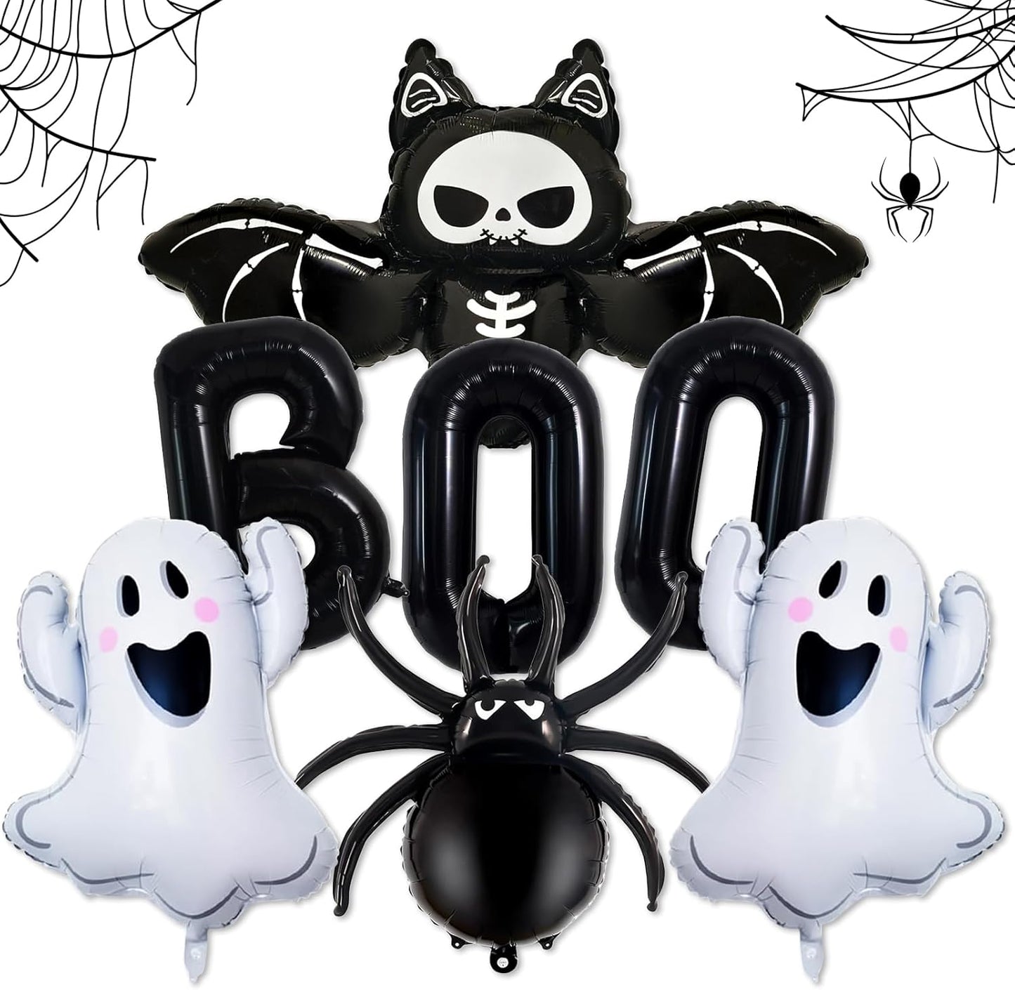 Halloween Balloons Decorations, Black Boo Letter, Ghost, Bat, Spider Foil Balloon for Halloween Party Decorations