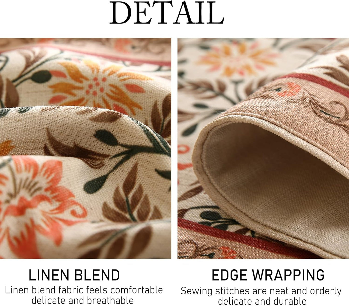 ISAENNE Designer French Elegant Linen Extra Long Table Runner 118 Inches,Farmhouse Lily Pattern Decor Table Runners for Dining Tables,Thanksgiving,Kitchen Tables,Christmas,12"*118"-Aurora A