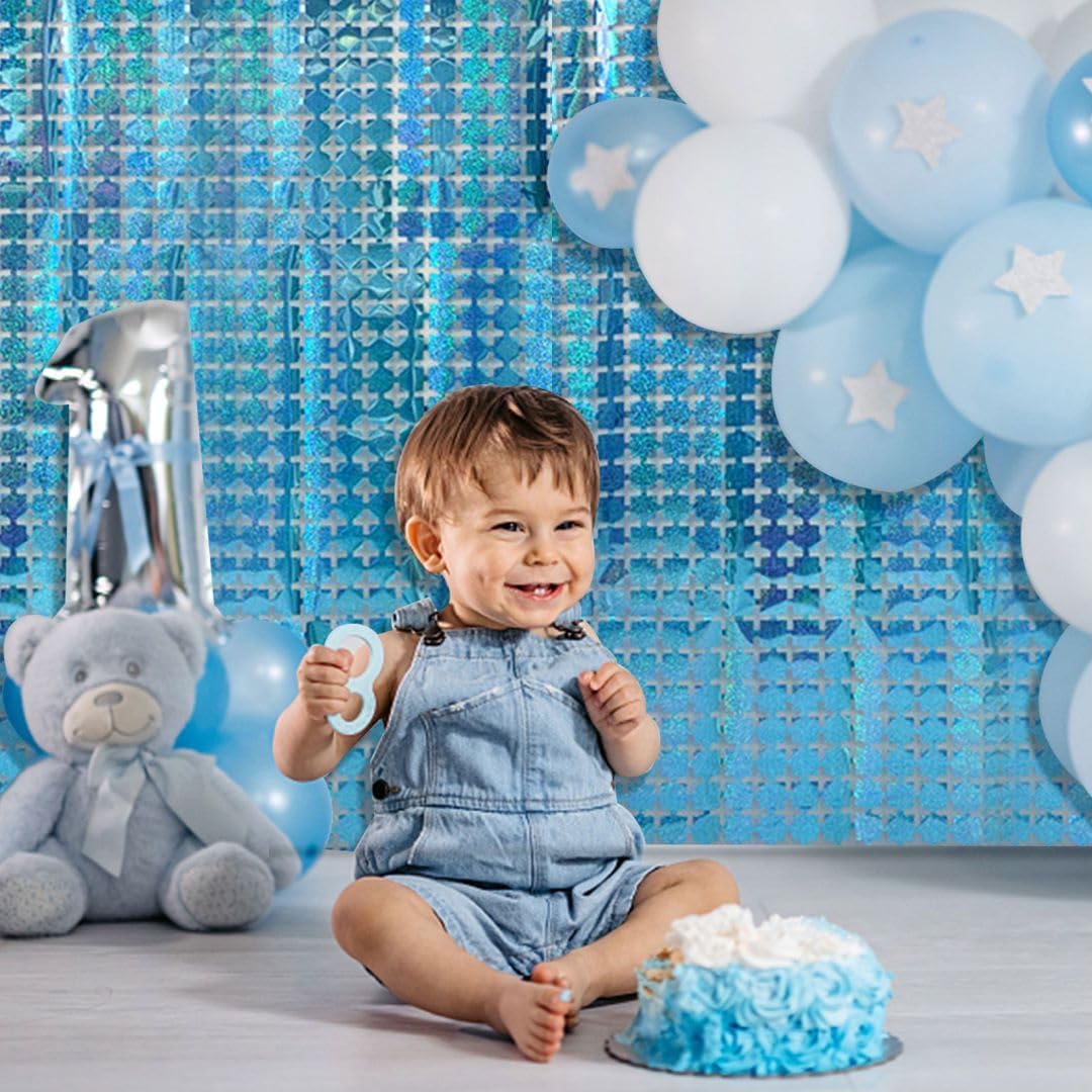 Blue Foil Fringe Curtains Backdrop Blue Streamers Party Decorations for Frozen Birthday Under The Sea Parties Bachelorette Fishing Pool Beach Ocean Theme, Pastel Wall Decor Hanging Door Decorations