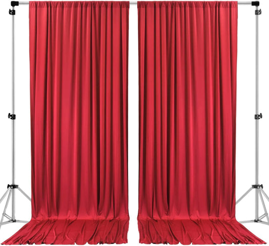 AK TRADING CO. 10 feet x 8 feet IFR Polyester Backdrop Drapes Curtains Panels with Rod Pockets - Wedding Ceremony Party Home Window Decorations - RED