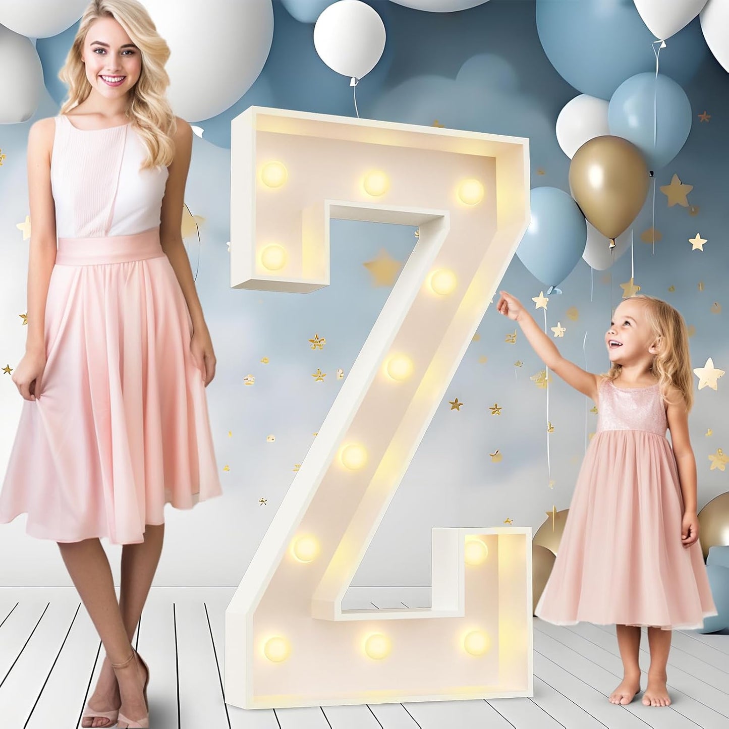 Ledido 4FT Marquee Light Up Letters Large Light Up Letters for Party Decoration, Marquee Letter for Birthday Graduation Baby Shower Wedding, Pre-cut Foam Board Assembly Required Letter Z