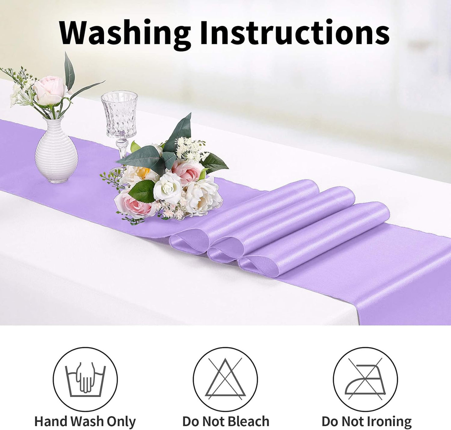 10-Pack Satin Table Runner Lavender 12 x 108 inches Long, Table Runners for Wedding, Birthday Parties, Banquets Decorations（10 Pack, 12x108 Inch, Lavender）