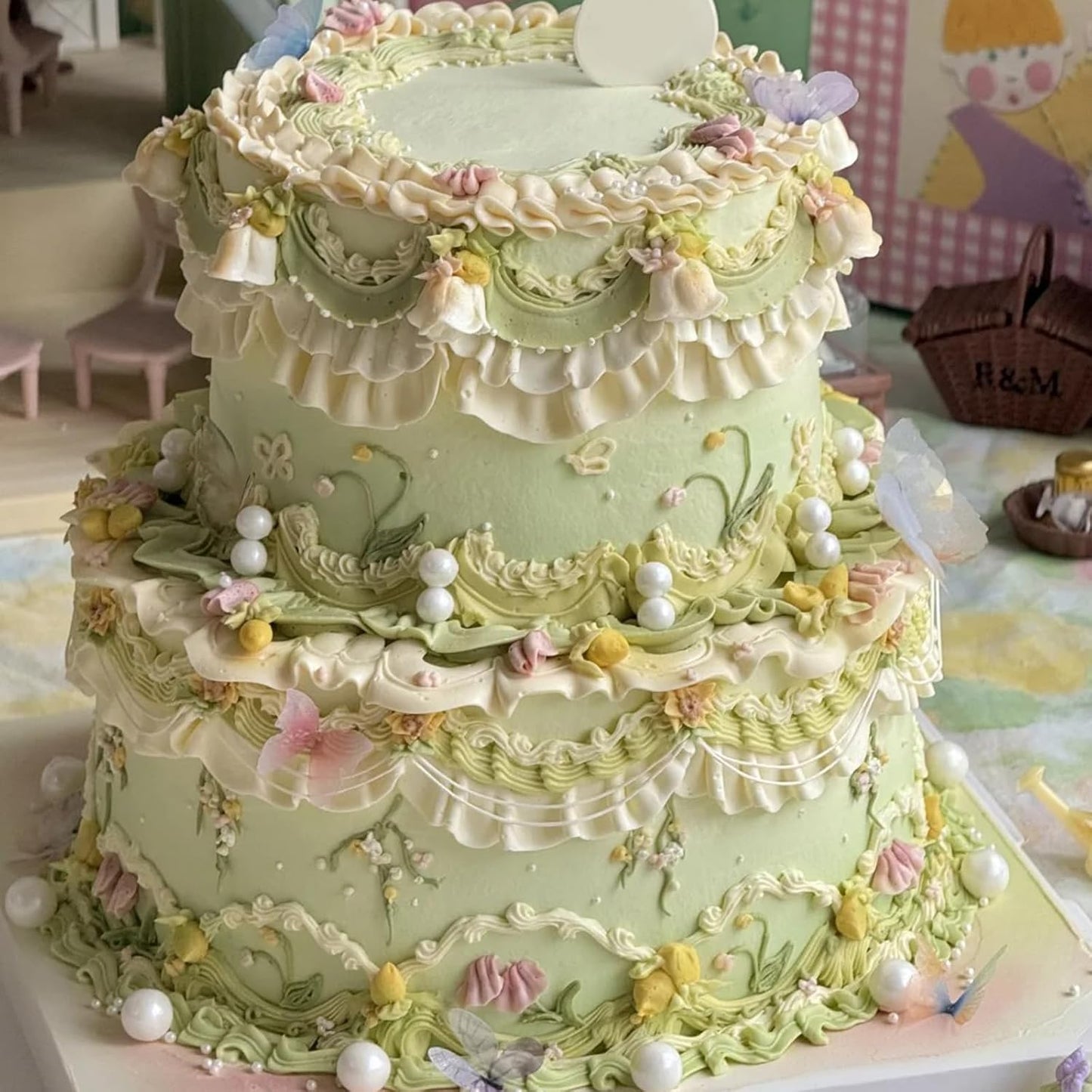 Lambeth Cake Border Fondant Molds, Whipped Cream Shaped Silicone Molds, Cake Decoration Chocolate Baking Molds for Cupcake Topper Mousse Cookie Candy Gum Paste Clay Resin DIY Crafts