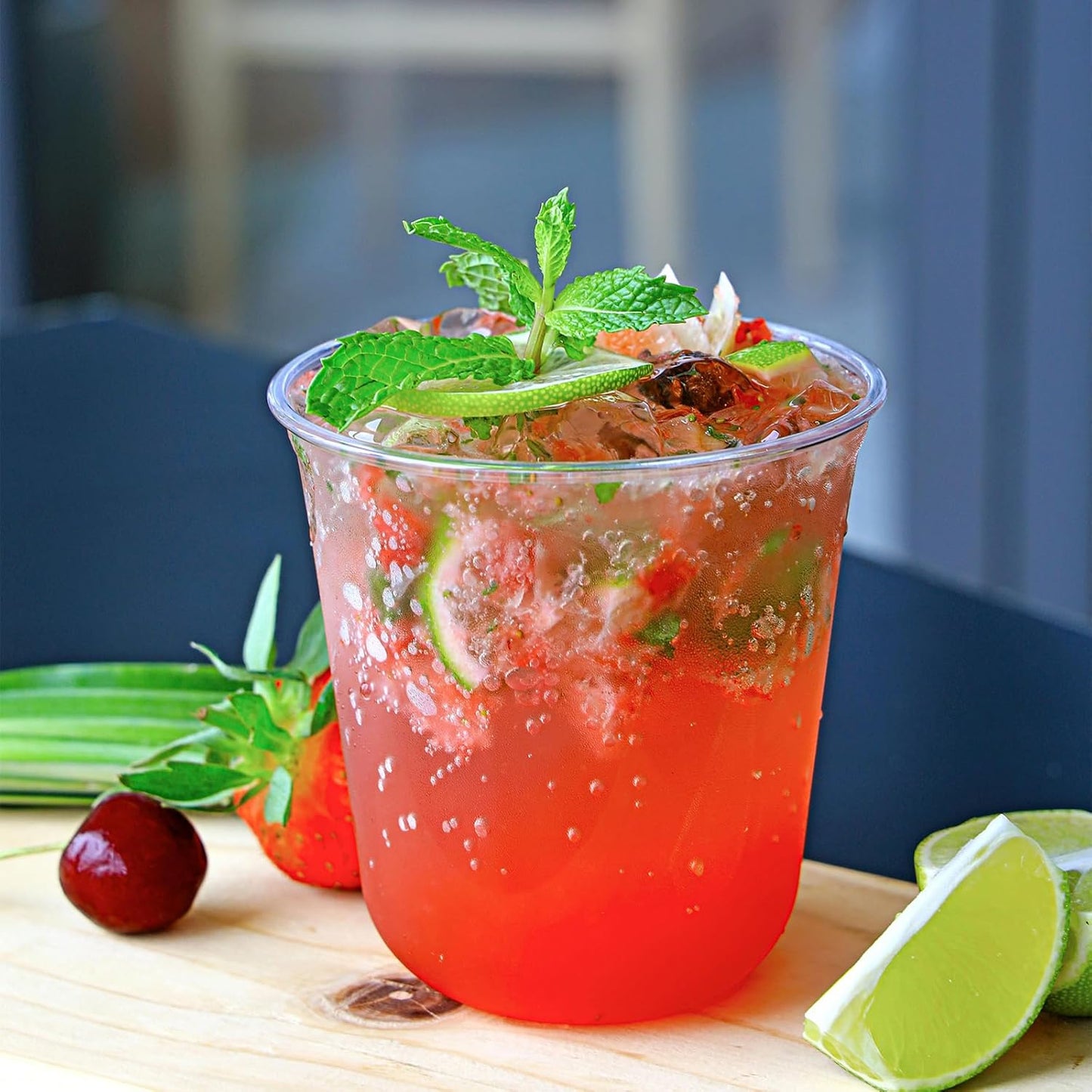 50 Pcs 12oz Disposable Stemless Clear Plastic Cups Crystal Plastic Wine Glasses Round Bottom Cold Drinking Cocktail Party Cups for Meeting Weddings Birthdays Christmas Party Supplies