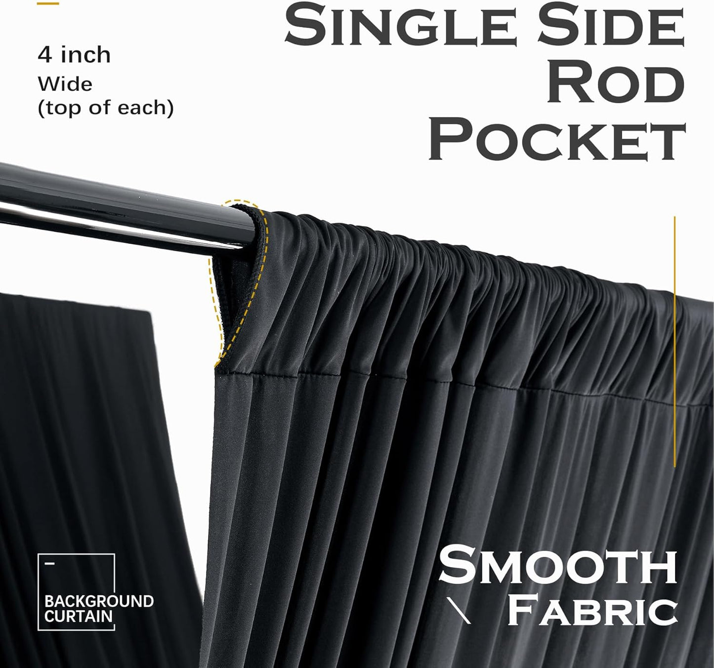 PartyVillage 2 Panels 5ftx30ft Black Ceiling Drapes for Halloween Parties – 30 FT Extra Long Thick Polyester Wrinkle-Free Drapery Tent Decor Decorations for Birthday Party Ceremony Stage Swag