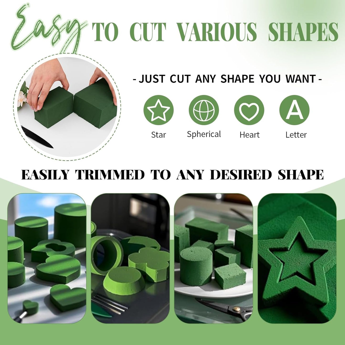 Aktor 8 Pcs Floral Foam Blocks for Fresh & Artificial Flower Arrangement, 8.8” x 4.1” x 2.7” Green Wet Foam for Wedding, Birthdays, Home, Office, and Garden Decorations