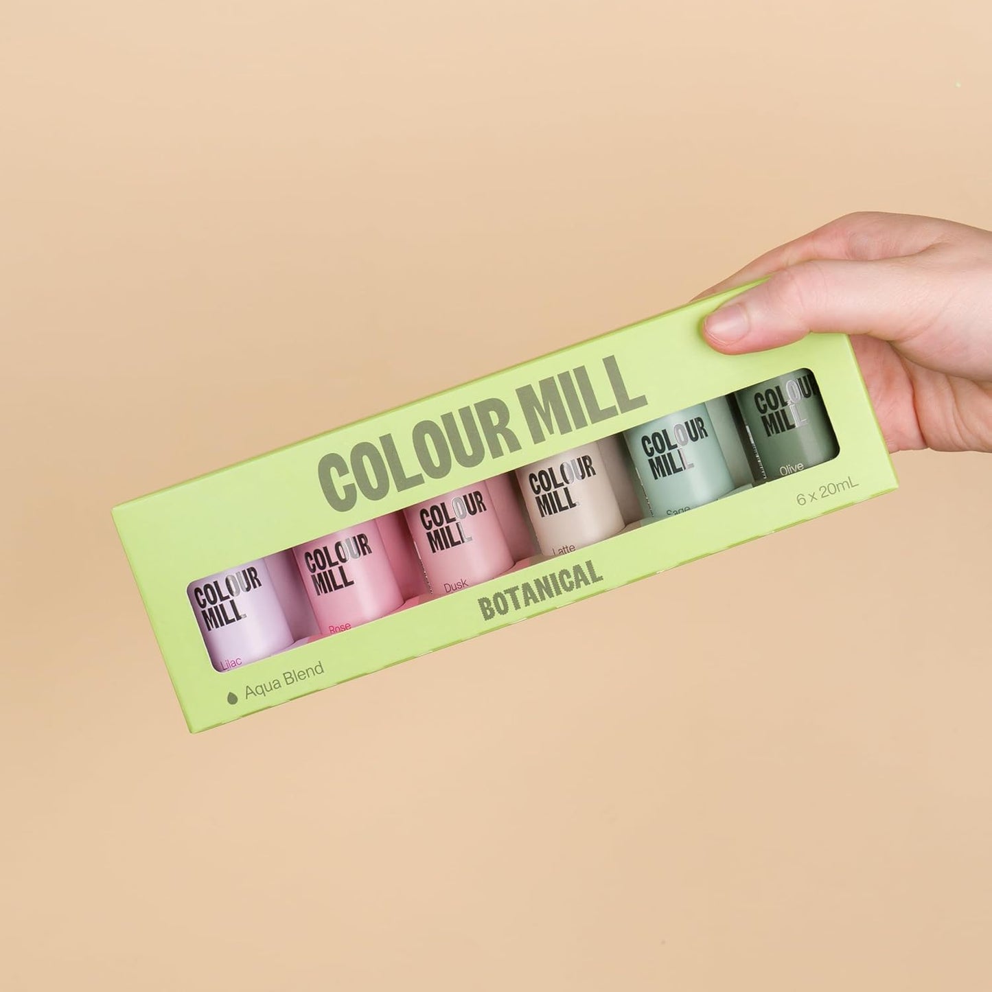 Colour Mill Botanical Pack Aqua Blend Water-Based Food Coloring, 20 Milliliters Dusk, Latte, Lilac, Olive, Rose & Sage