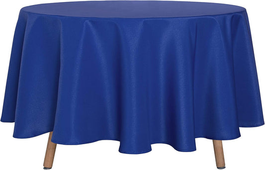 sancua Round Tablecloth - 90 Inch - Water Resistant Spill Proof Washable Polyester Table Cloth Decorative Fabric Table Cover for Dining Tables, Buffet Parties and Camping, Blue