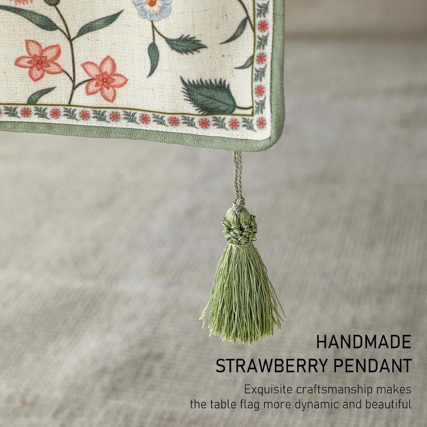 ISAENNE Designer Chinoiserie Elegant Linen Floral Table Runner 102 Inches Long,White Wrinkle Resistant Table Runners for Dining Tables,Thanksgiving,Kitchen Tables,Christmas,12"*102"-Daffy A