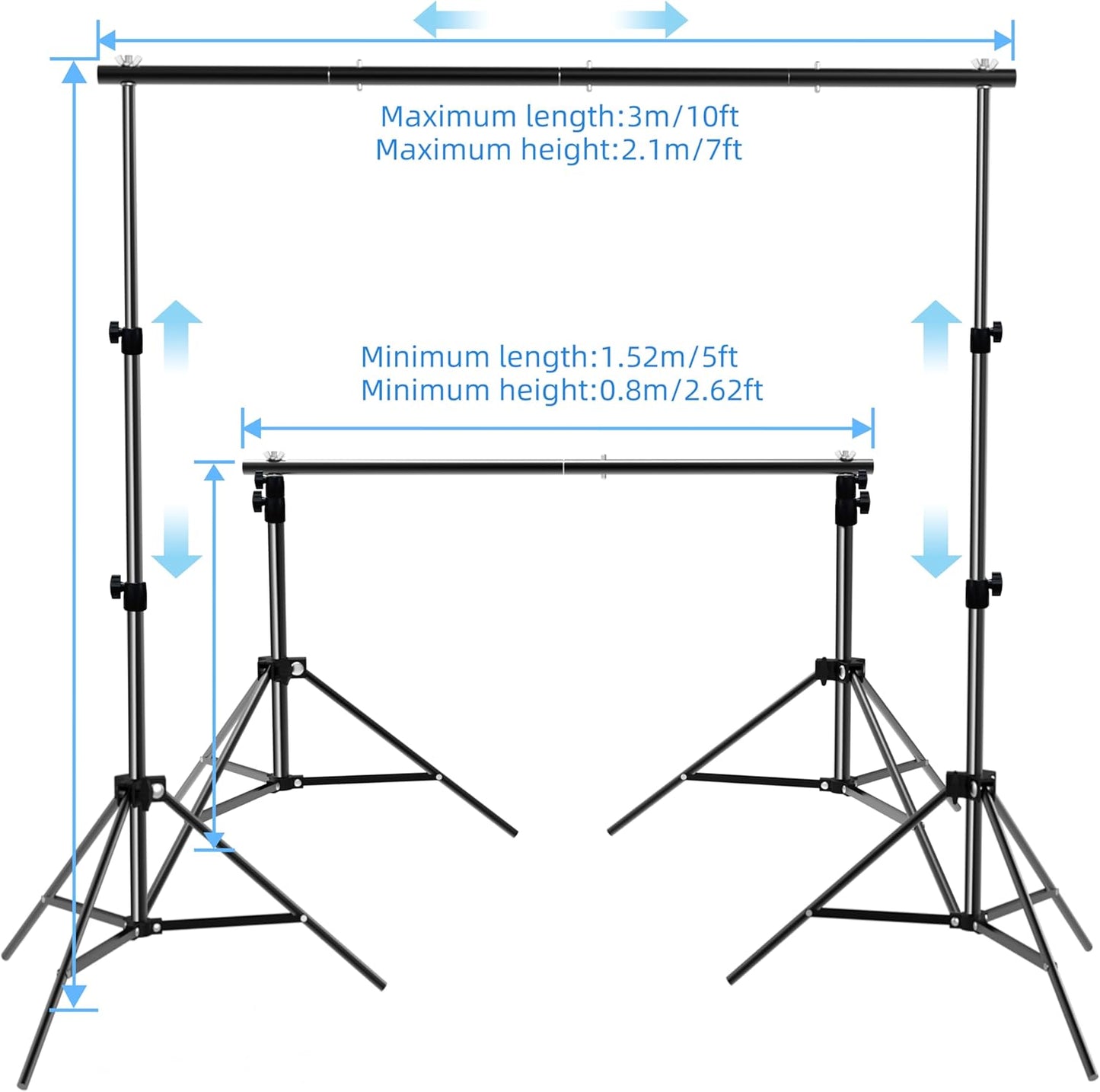 Backdrop Stand 10x7ft(WxH) Photo Studio Background Stand Support System Backdrop Support Kit, for Photography, Advertising Display, Parties Decoration