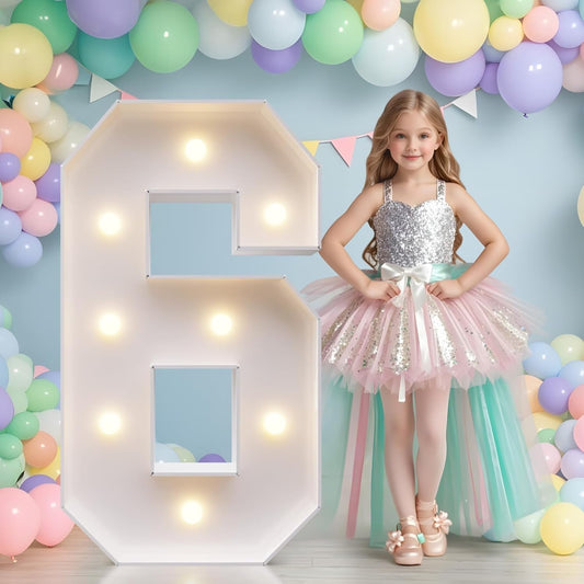 JoyMuse Marquee Numbers 3 Feet Tall, Light Up Numbers with Lights, Large Numbers for Party, Number 6 Light Up Numbers for Baby Showe Anniversary Birthday Decorations for Girls Boys