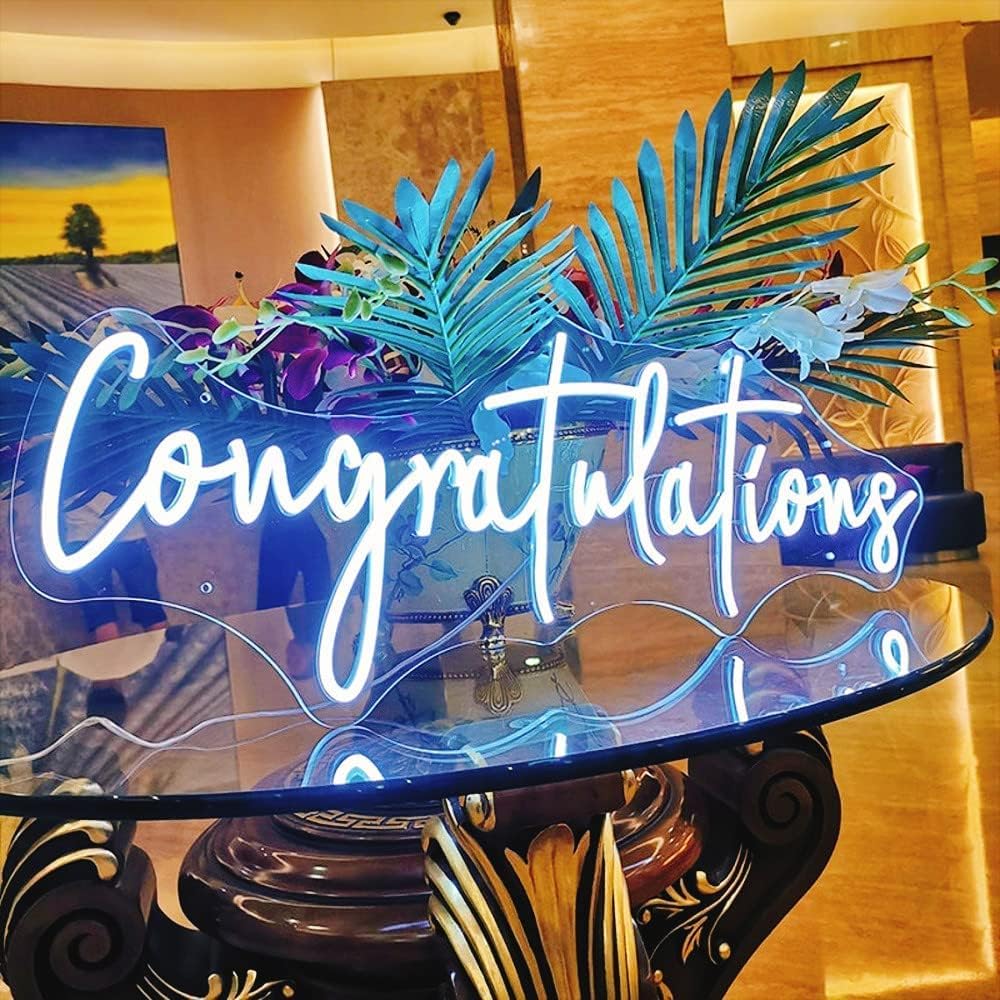 LED Neon Sign Night Light for Wall Party Décor Bedroom Room Bar Wedding Home Birthday Art Decoration Christmas with USB Chain Light modulator 5v (lets party blue)