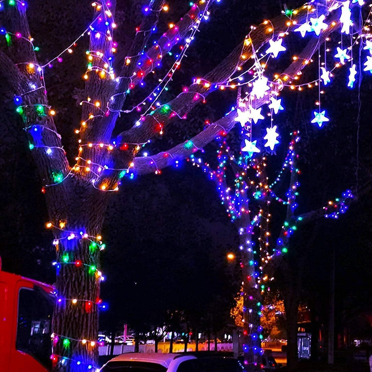 JMEXSUSS 300 LED Multicolor Christmas Tree Lights 8 Modes Colored String Lights Indoor Outdoor Multicolor Christmas Decor Lights Plug in for Christmas Tree Room Party Decoration