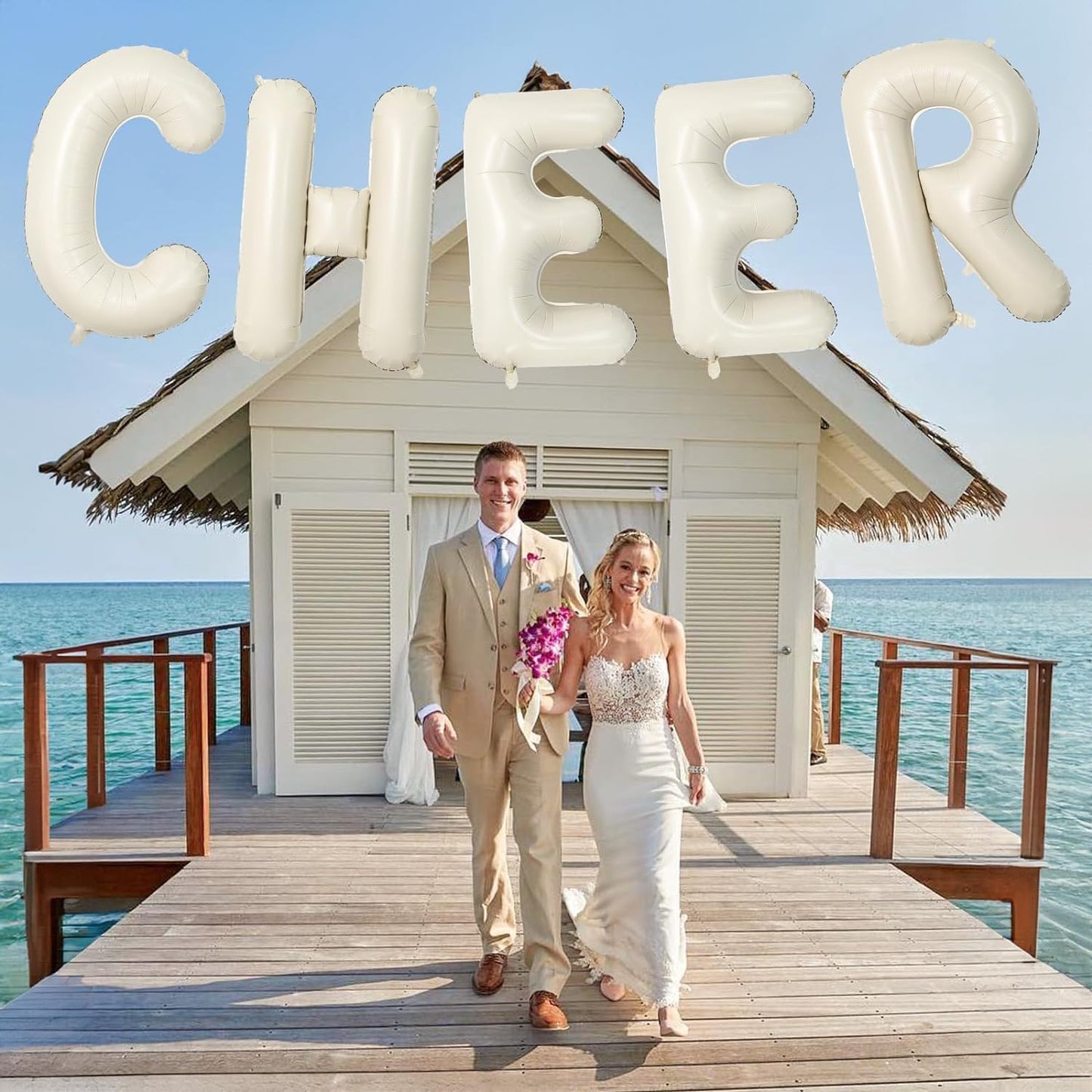 40 Inch Letter Balloons Cream, Big Alphabet B Foil Word Beige, Large Inflatable Name White Decor, Mylar Helium Custom for Women Birthday Party Decoration