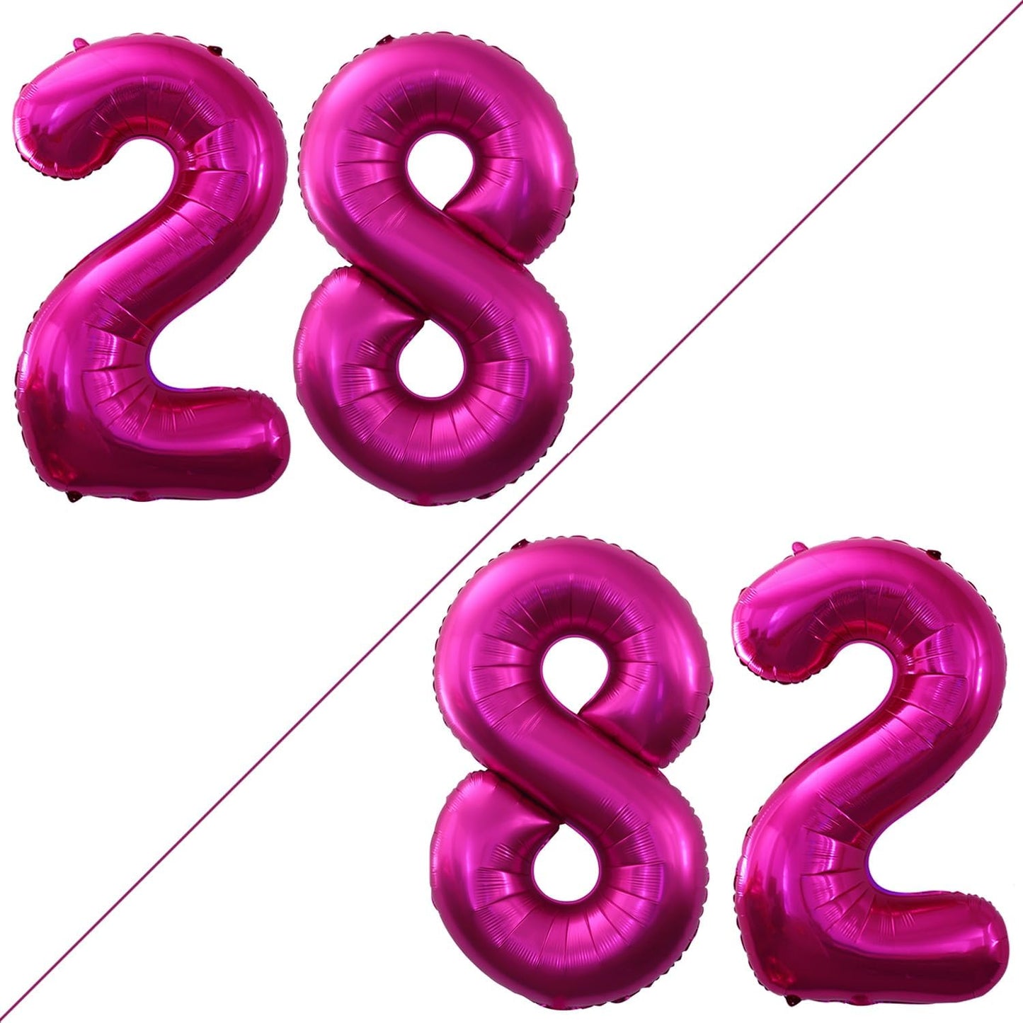 GOER Number 28 Balloons for 28th Birthday Party Decorations,42 Inch Jumbo Foil Helium 82 Balloons for 82nd Birthday Party Decoration (Bright Peach)