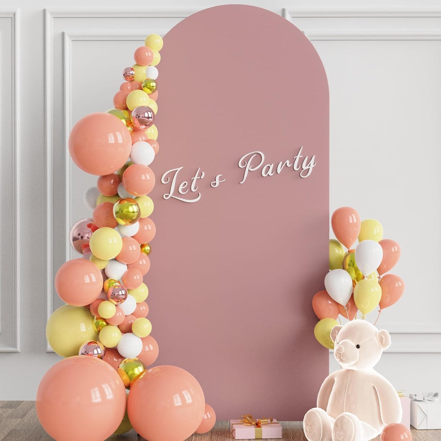 Wokceer 6 FT Wedding Arch Stand and Arch Cover, Metal Arch Backdrop Stand with Arch Stand Cover for Birthday Party Wedding Ceremony Bridal Baby Shower Event Decor, Light Dusty Rose