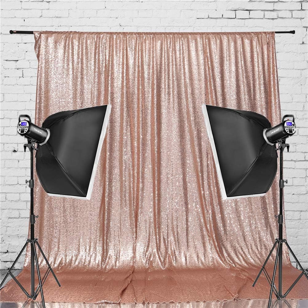 Eternal Beauty Rose Gold Sequin Backdrop, 7x7 Ft Glitter Background Curtains for Shimmer Photography Party Wedding Birthday Back Drop Decor