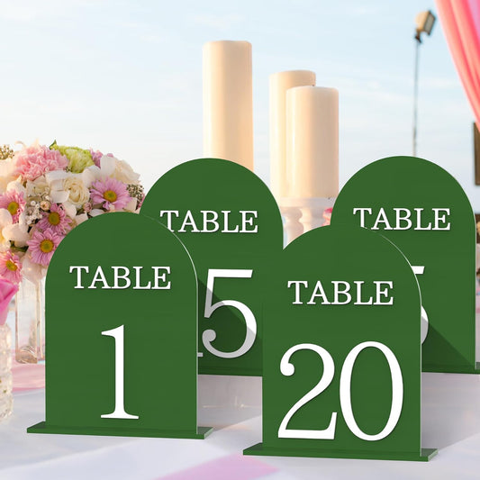 Arch Wedding Table Numbers 1-20 with Stands, 5" X 7" Double Sided Acrylic Wedding Sign Holders, Durable Non-Fading Table Number for Wedding Reception, Events, and Centerpieces