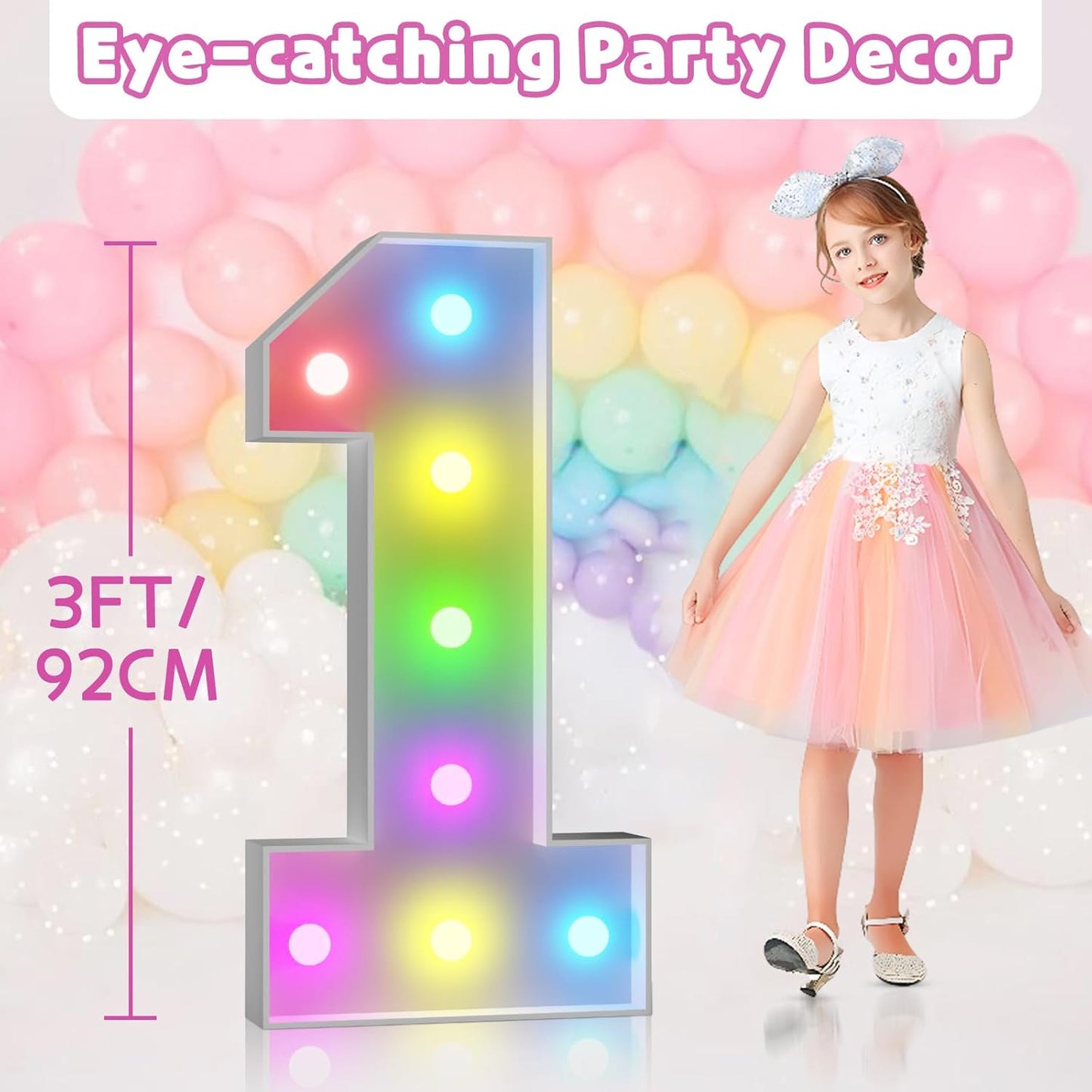 Marquee Numbers 20th-Birthday Decoration: Colorful 3FT Large Light Up 20 Year Old Birthday Decorations Anniversary Backdrop for Boys Girls Cardboard Sign 18 Colors Number 20 Mosaic Balloon Frame
