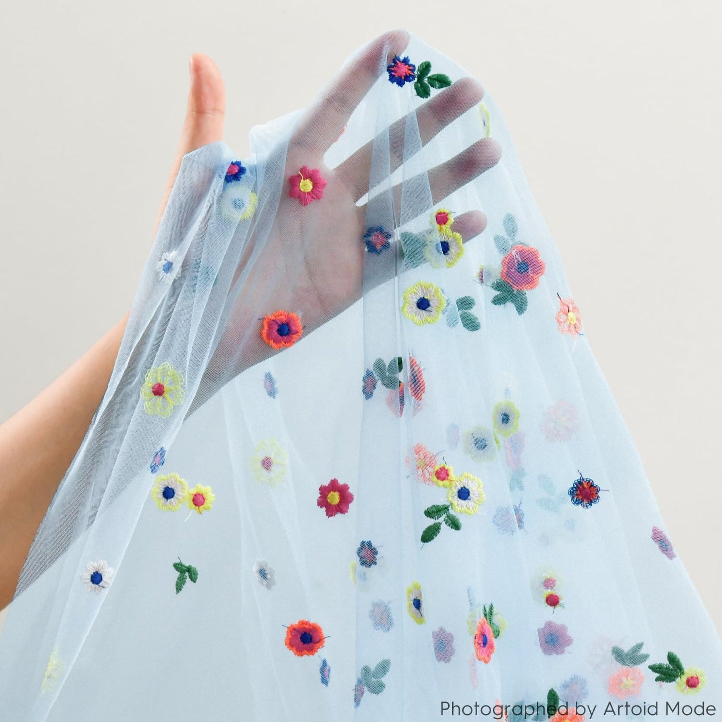 Artoid Mode Blue Embroidery Daisy Gauze Table Runner 120 Inch 10FT, Seasonal Sheer Kitchen Dining Holiday Wedding Birthday Table Decor for Home Party