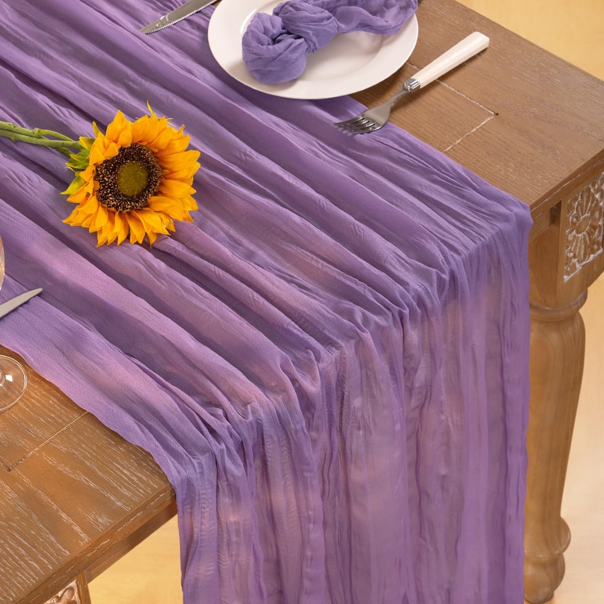 Lavender Purple Cheesecloth Table Runner 4 Pack Fall Table Runners Boho Gauze 120 Inches Cheese Cloth Fall Table Decorations for Thanksgiving Wedding Bridal Baby Shower Birthday Garden Party