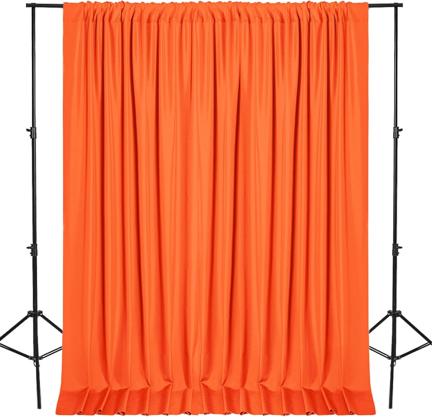 DWCN 10x7 FT Backdrop Curtains for Parties, Photography Backdrop Drapes with Rod Pockets for Wedding Decorations Stage Birthday Family Gatherings, 2 Panels 5ft x 7ft, Orange