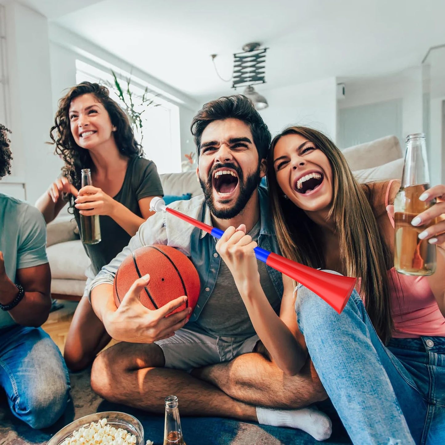 Collapsible Stadium Horn Noise Maker 24 Inch Vuvuzela Plastic Trumpet Horn Blow Horns Noisemakers for Sporting Events Graduation Games School Sports Party Supplies Favors Accessories