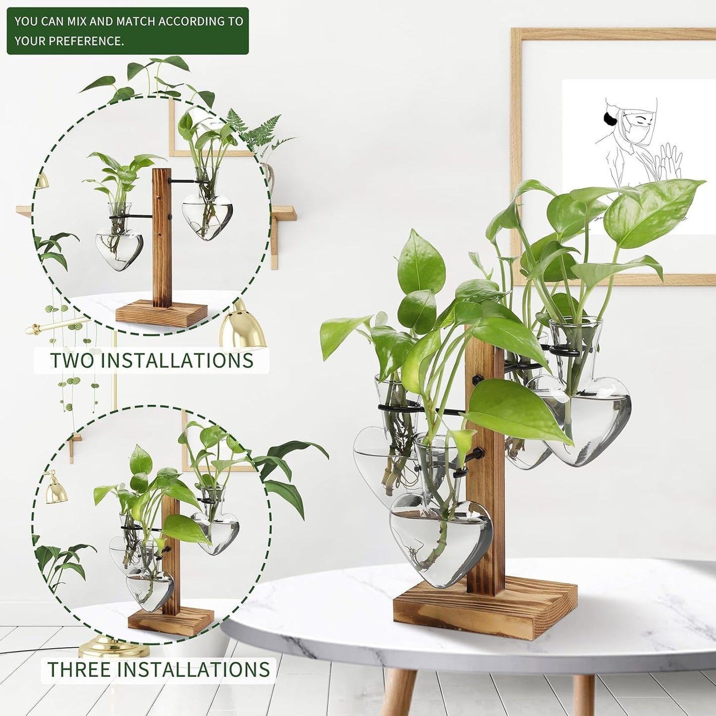 Plants Propagation Stations Plant Terrarium Kit Glass Planters for Indoor Plants House Plant Accessories Gift for Women - 4 Love Bulb Vase