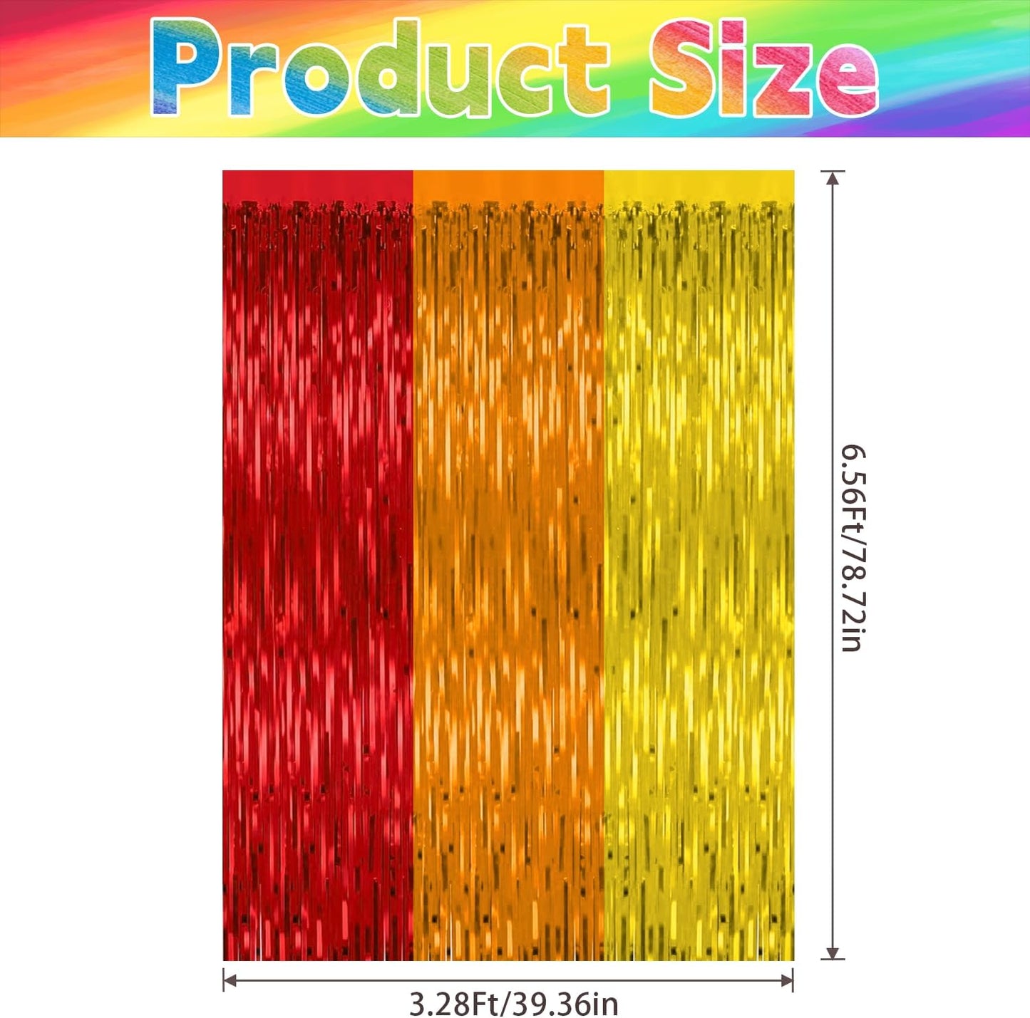 2 Pack Rainbow Backdrop Curtains,3.28 Ft x 6.56 Ft Rainbow Party Decorations,Metallic Tinsel Backdrop Fringe Curtains Party Streamer for Wedding Birthday Party