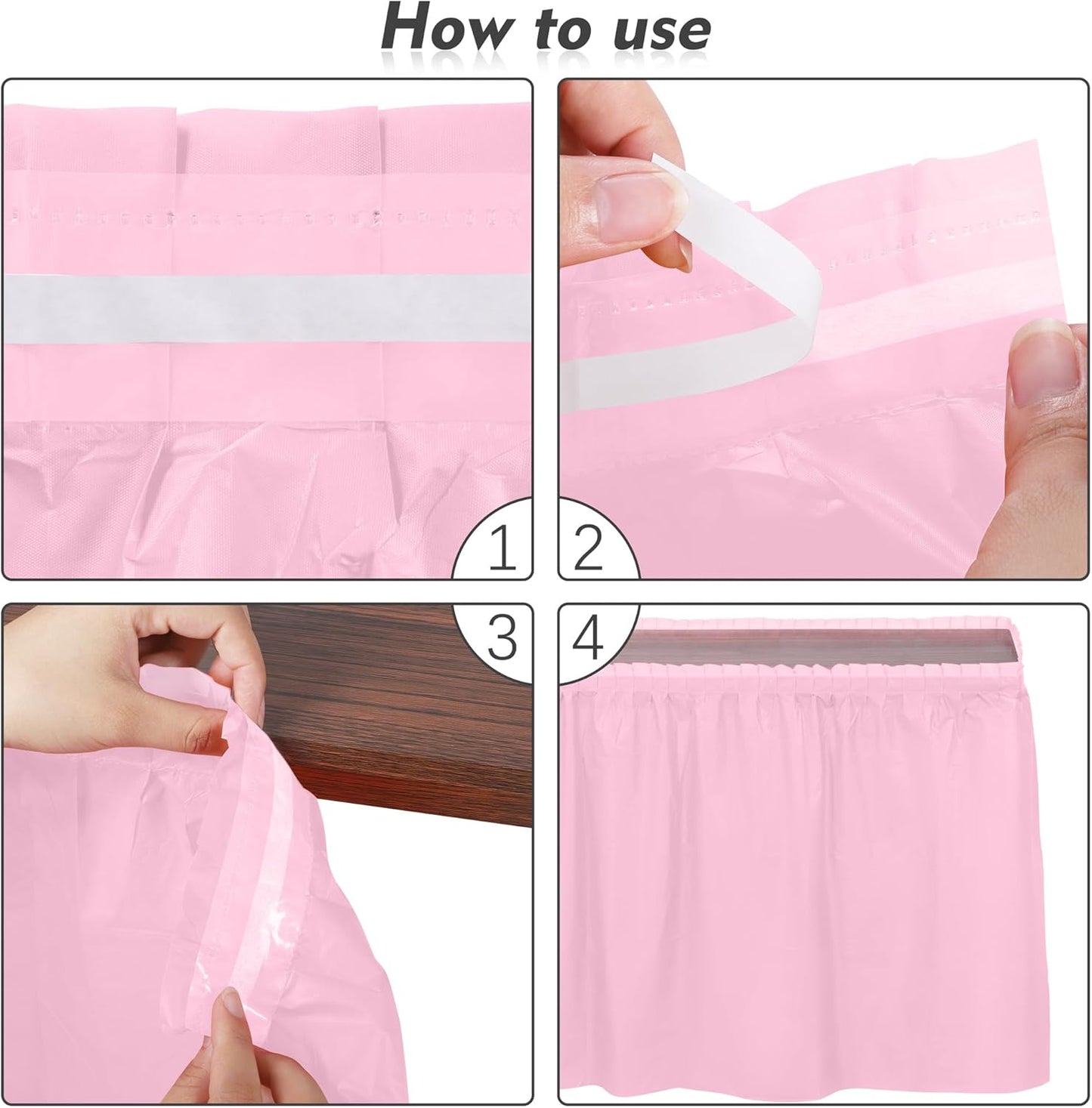 TURSTIN 2 Pieces Pink Plastic Table Skirts 14 x 29 Feet for Rectangle Tables Fitted Tablecloth Disposable Table Cover for Birthday Party, Events, Banquette Baby Shower