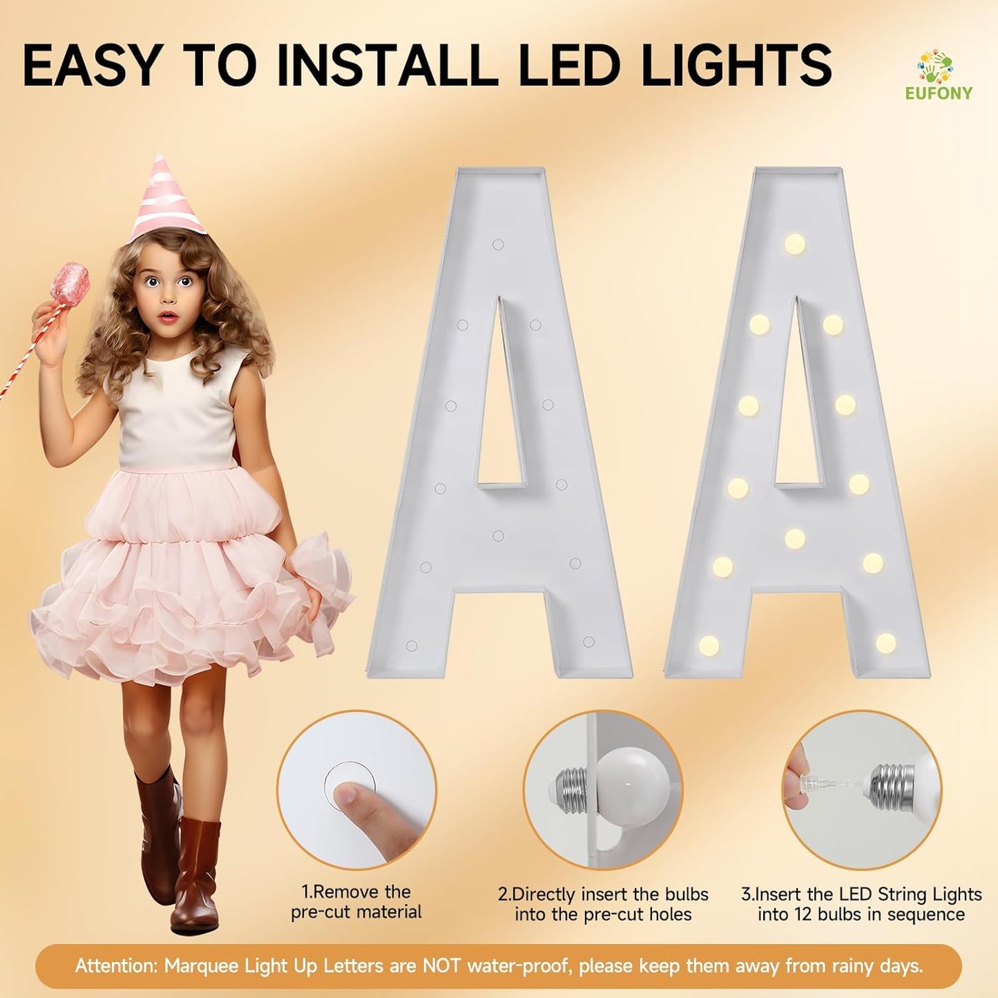 eufony Marquee Letters 4 Feet Tall, 4 FT Marquee Light Up Letters, Giant Light Up Letters 4FT for Birthday Party Baby Shower Gender Reveal Graduation Decorations, Letter J with LED Lights DIY Kit