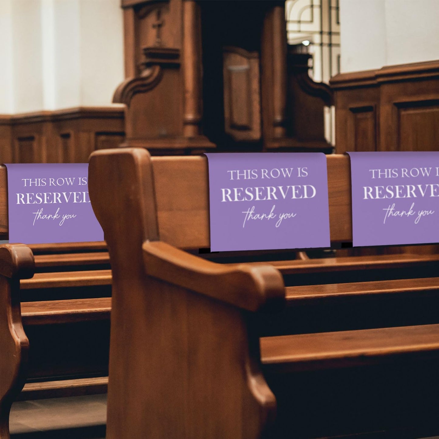 Reserved Seating Chair Signs, This Row Is Reserved Pew Cloths Seating Placeholder for Church Pews, Purple Wedding Decorations for Reception Parties Celebrations Event (Purple, 4 PCS)