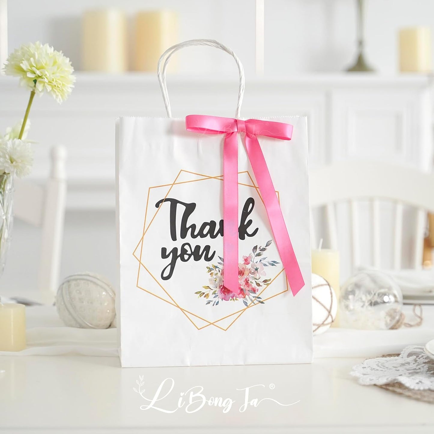 50 PCs Hot Pink Bow 5 Inch Long Tail Bows for Gift Wrapping, Easter Bow Party Decorations, Twist Tie Bows, Satin Bows for Crafts, Premade Bows for Presents, Treat Bags, Bottles, Cakes