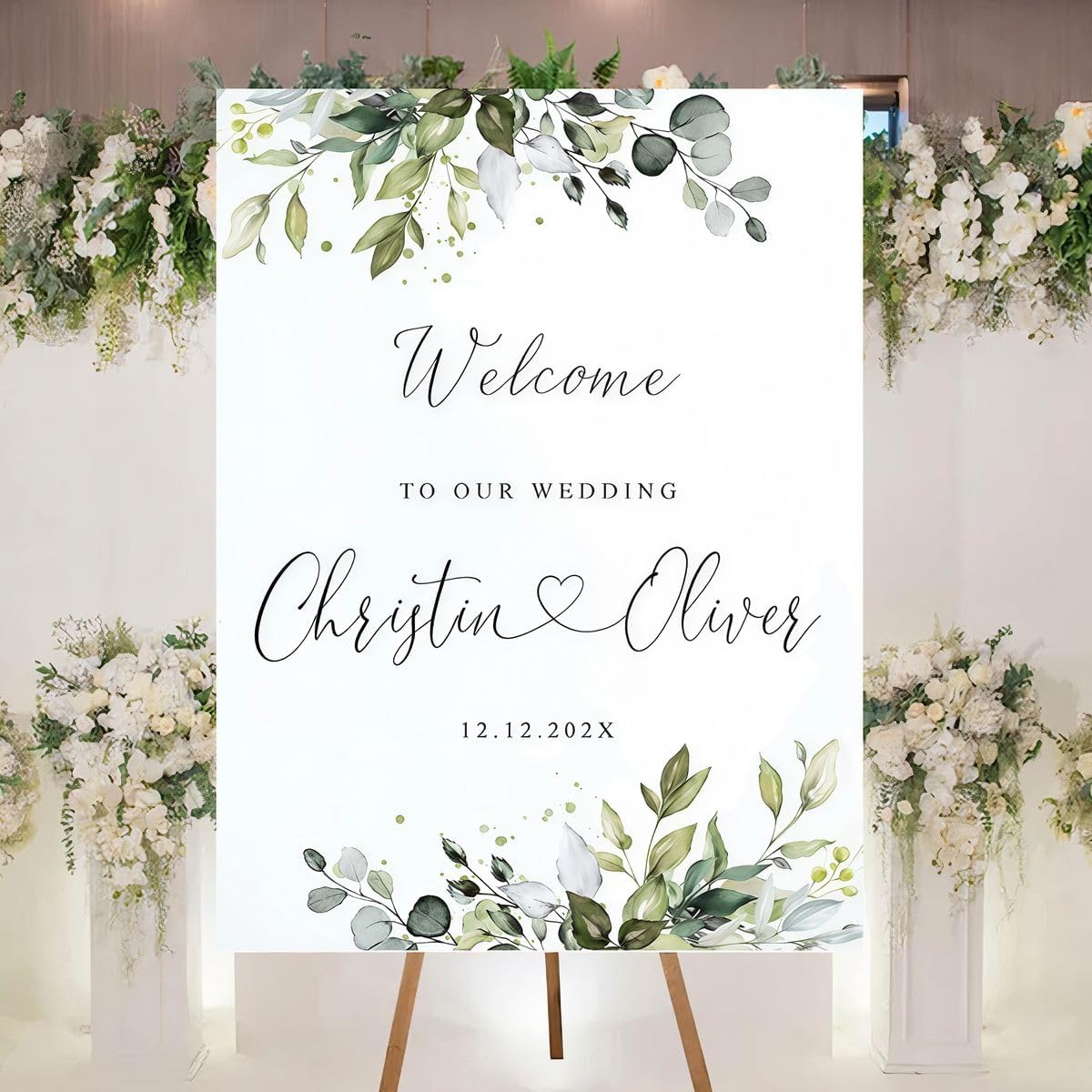 Personalized Welcome To Our Wedding Sign, Wedding Decorations, Flowers Wedding Sign #17, Vesion 17