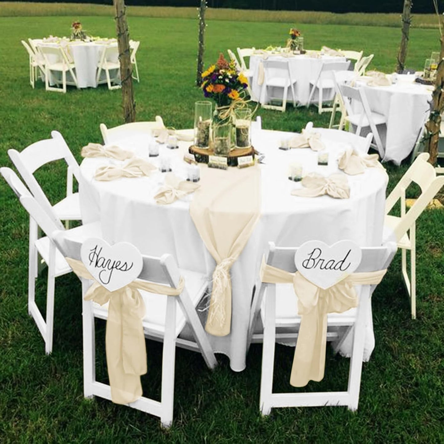 fani 60 PCS Ivory Satin Chair Sashes Bows Universal Chair Cover for Wedding Reception Restaurant Event Decoration Banquet,Party,Hotel Event Decorations (7 x 108 inch)