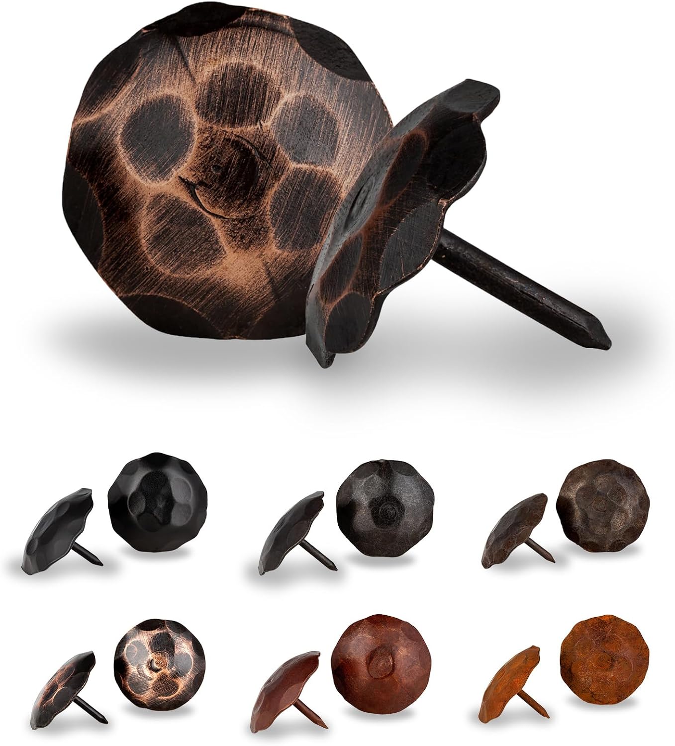 10 Pack 1" Small Round Head Iron Clavos Decorative Nails – Oil Rubbed Bronze – Handmade Rustic Round Fasteners for Farmhouse Shutter, Faux Wood, Barn Door, Shutters, and Gates – Ornamental Wood Accent